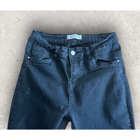 Kalowa Jeans Size 9/10 Premium Collection Stretch Black Distressed Skinny Jeans - Picture 2 of 6